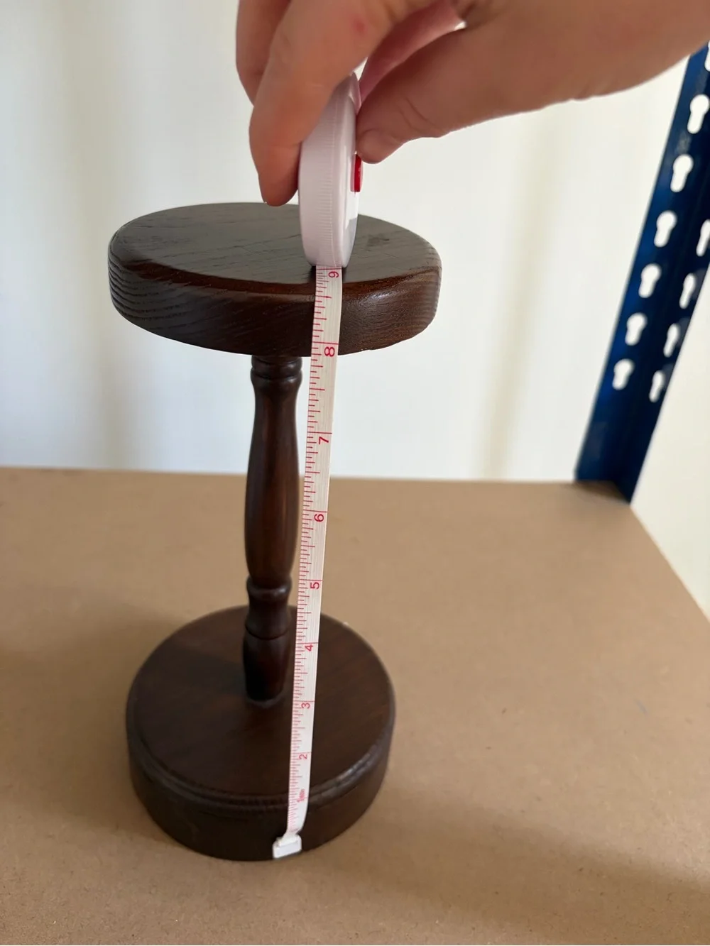 Pair of Dark Wood Hat Pedestal Stands - Round Display Stools